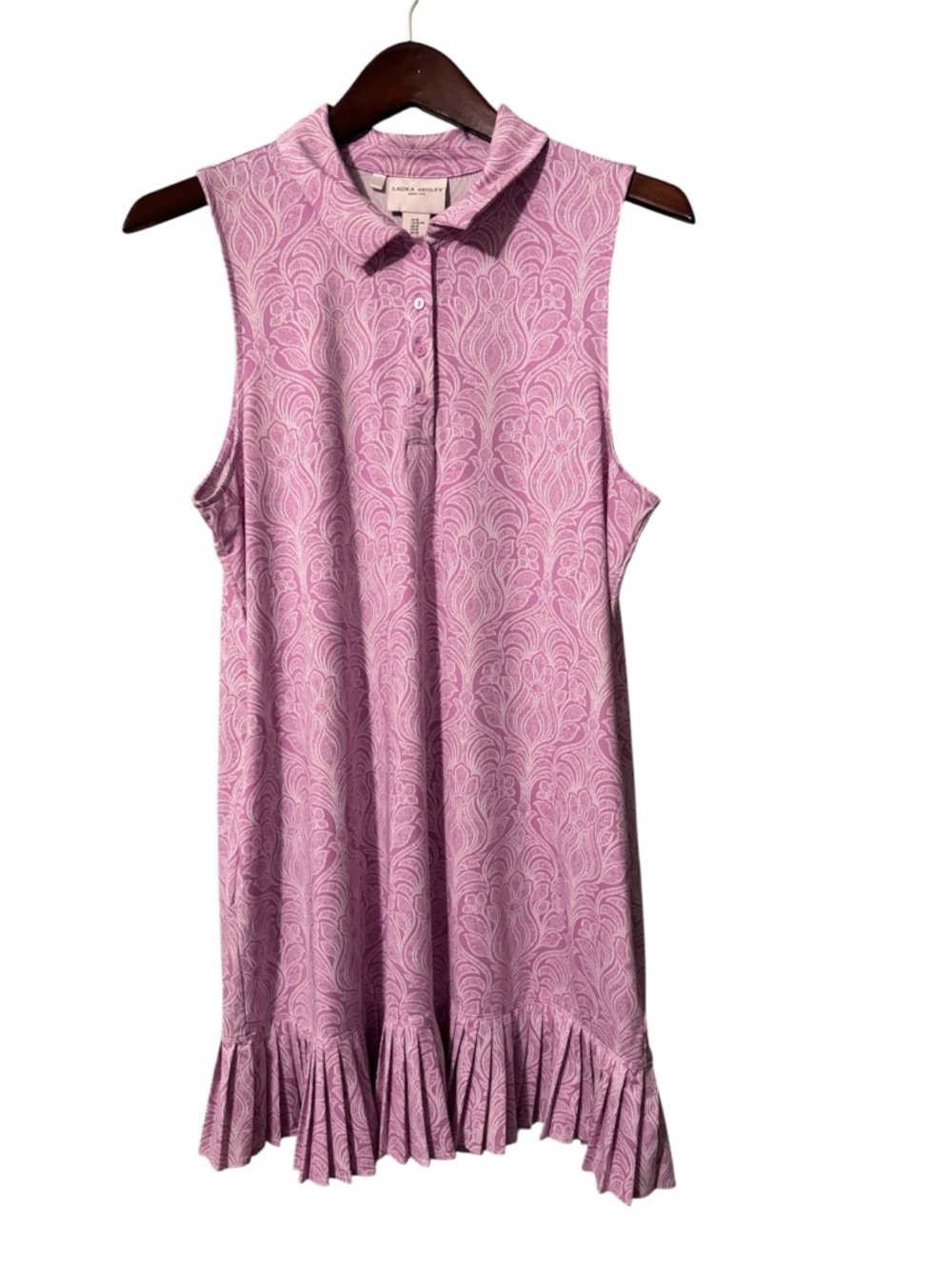 Laura Ashley Pink Sleeveless Ruffle Hem Dress Size XL Floral
